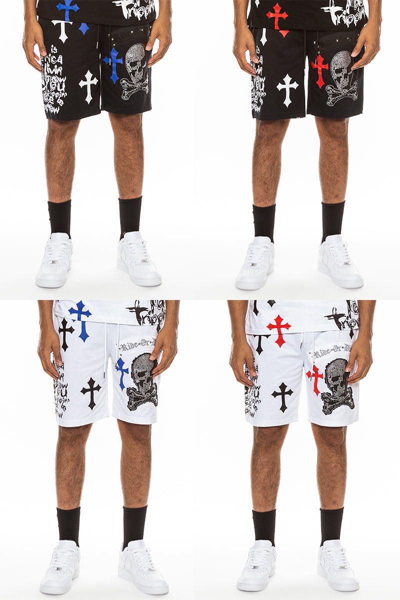 Bejewelled Skull Shorts