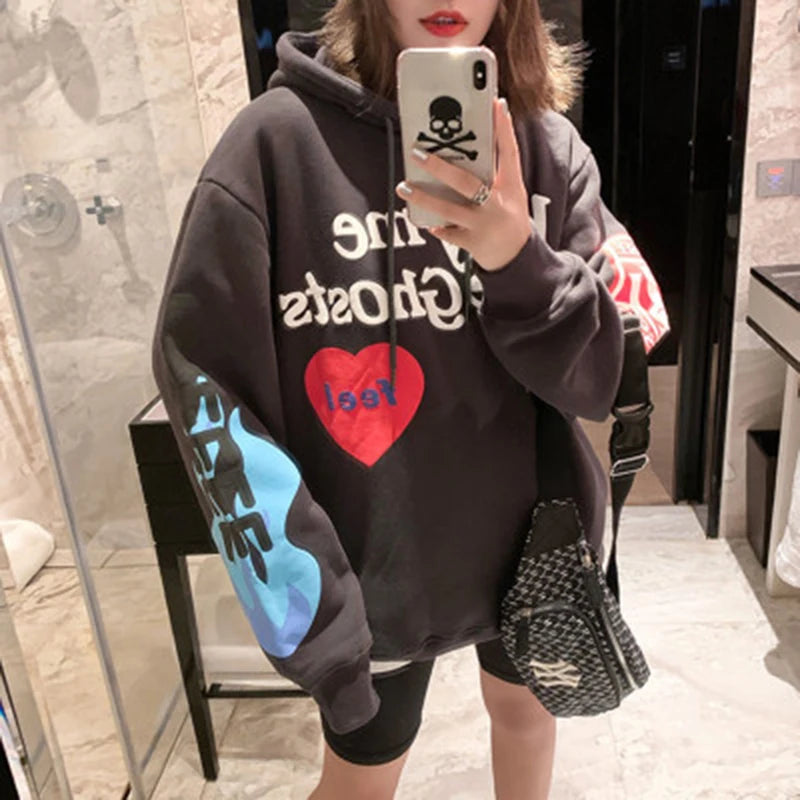 Graffiti Letter Pullover Loose Hoody