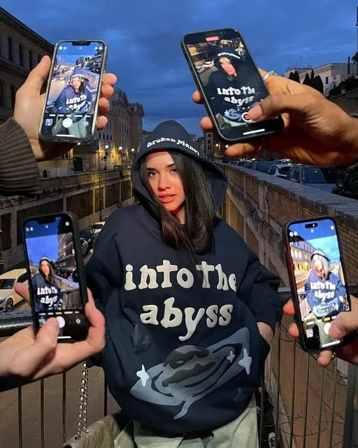 abyss puff Print Hoodies Oversized Streetwear