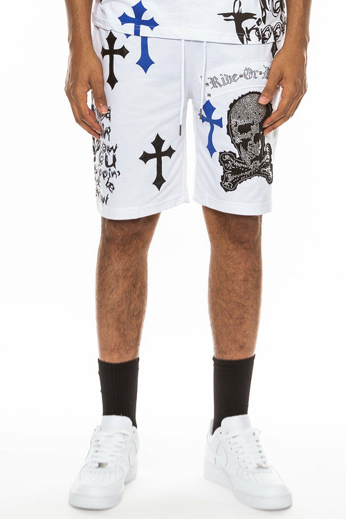 Bejewelled Skull Shorts