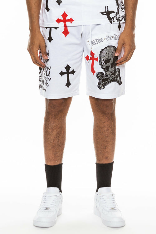 Bejewelled Skull Shorts